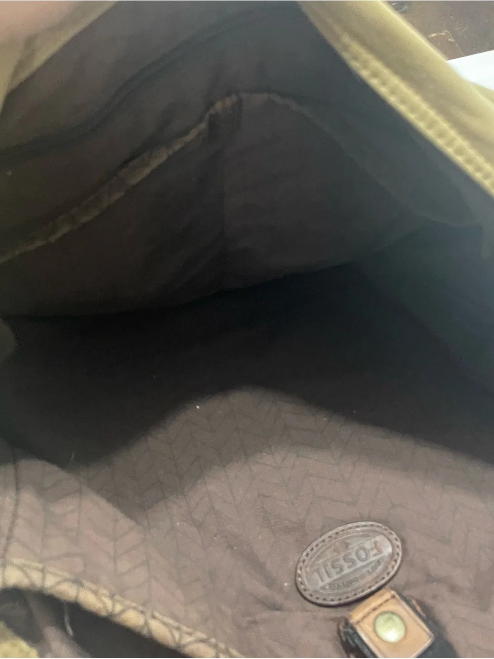 Vintage Fossil Tan Canvas Messenger Bag with Leather Trim Y2K Style